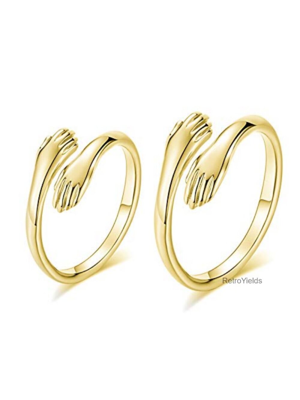 Adjustable Hug Ring Set 2 Pcs Silver Statement Rings for Women & Men